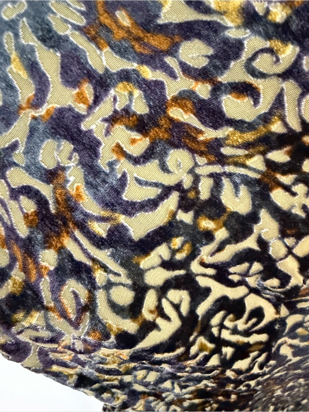 Peruvian Connection Velvet Blue & Gold Cowl-Neck Midi Dress Size 8 - Picture 8 of 8